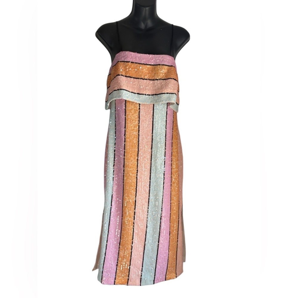 Gianni Bini Halson Multicolor striped Sequin Midi Dres Sz 0 NWT - Picture 6 of 11